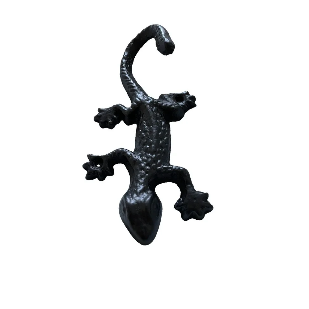 Cast Iron Gecko Wall Hook Rustic Lizard Decor Coat Key Towel Garden Hanger